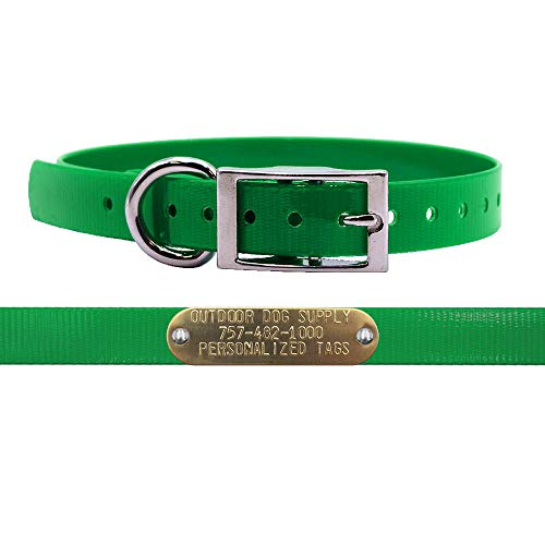 3/4" Waterproof D-Ring Dog Collar Adjustable Fit for Small & Medium Breeds | Custom 3/4" Brass Nameplate – Durable, Odor-Resistant, USA-Made (18", Dark Green) - color: Dark Green, size: 18" Long