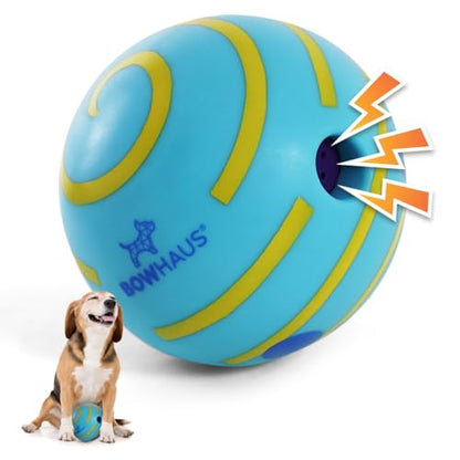 BOWHAUS Giggle Ball for Dogs, 5.5 Inch Interactive Dog Exercise Toys, Indestructible Fun Squeaky Chew Toy, Non-Toxic Durable PVC Chew Ball for Indoor Outdoor Play - style: Giggle Ball - Classic Style