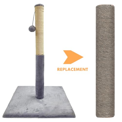 Cat Scratching Post Replacement, 4 Pieces Cat Scratcher Cat Tree Replacement Parts, 15.4'' x 2.67" Dia + 7.87“ x 2.67" DiaNatural Sisal Rope Cat Scratch Posts Include M8 Screws, Grey - color: Grey