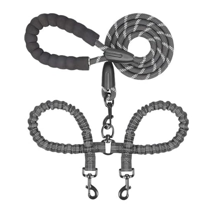 2 Two Dogs Leash Coupler Double Twin Lead Walking Dog Leashes(Black) - color: Black