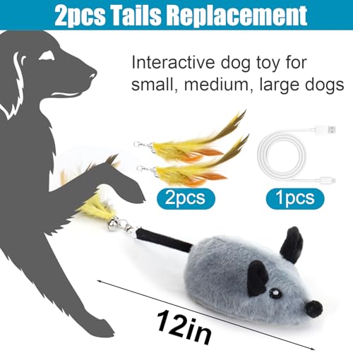 Interactive Dog Toys with Phone App, 2 Modes Remote Control Dog Toy, Dog Mouse Toy with Realistic Sound & Replacement Tails, Automatic Dog Toy for Small Medium Large Dogs, Squeaky Dog Toys Gray - color: Gray App Control