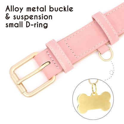 Didog Soft Padded PU Leather Dog Collar, Adjustable Pink Dog Collars for Medium Dogs with Durable Metal Buckle and D Ring,Pink,L - color: Pink, size: L: Fit Neck 13-17"(22-44lbs)