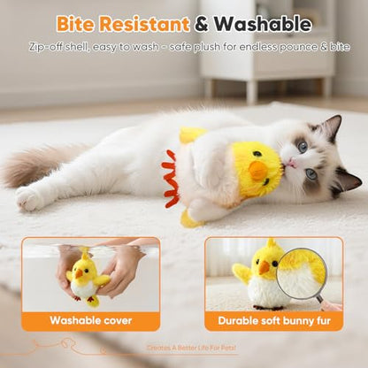 Petbobi Cat Toys Flapping Bird– Interactive Bird Cat Toy with Flapping Wings and Chirping Sounds, USB Rechargeable Motion-Activated Catnip Toy for Indoor Cats & Kittens (Non-Flying) - color: Yellow