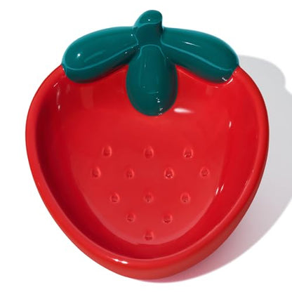 VETRESKA Ceramic Pet Bowl Tilted Design Pet Feeder for Food and Water Anti Vomit Cat Bowls for Indoor Cats Cute Strawberry Cat Bowl Dishwasher Safe - color: Strawberry Bowl