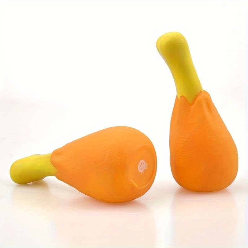 1 Pack Squeaky Chew Toy for Dogs Interactive Silicone Chicken Leg with Bite Force Resistance Durable Puppy Teething Toy (Orange) - color: B