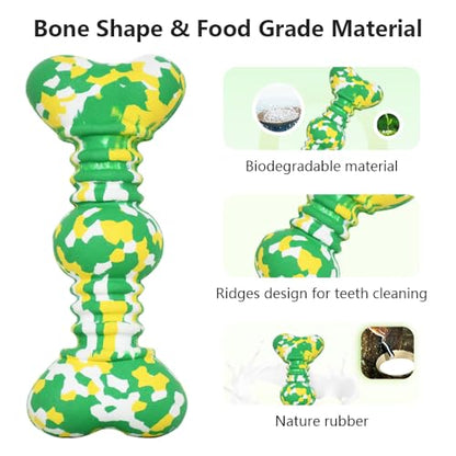 Dog Chew Toys for Aggressive Chewers, Safe Bamboo Fiber & Nature Rubber-Partially Degradable,Teething Cleaning Toys for Small Medium Large Dog Breeds Green S - size: Small