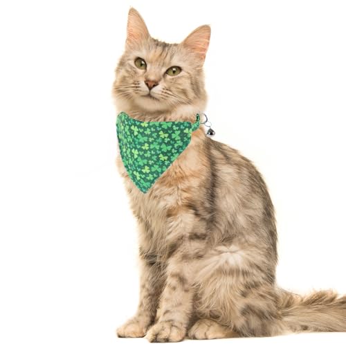 St.Patrick's Day Cat Collar with Bow Tie and Bell Breakaway Adjustable Safety - color: St.Patrick-bandana