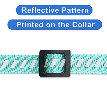 Pawtitas Personalized Teal Reflective Cat Collar – Adjustable Custom Collar with Safety Buckle, Removable Bell, and Engraved Name & Phone Number for Kittens and Adult Cats - color: Personalized Teal