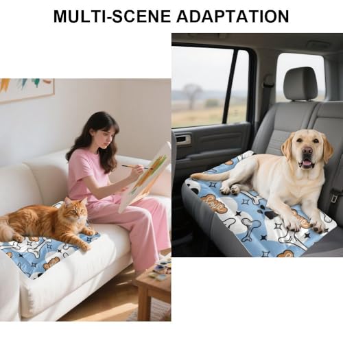 Cozy Cat Bed with Anti- Slip Bottom, Dogs Bone Paw Prints Dog Furniture Chew Proof Crate Pad Outdoor Dog Beds Breathable Bed Mat for Indoor& Outdoor Sofa Cars, Machine Washable 24 × 18 inch - size: 24 × 18 inch