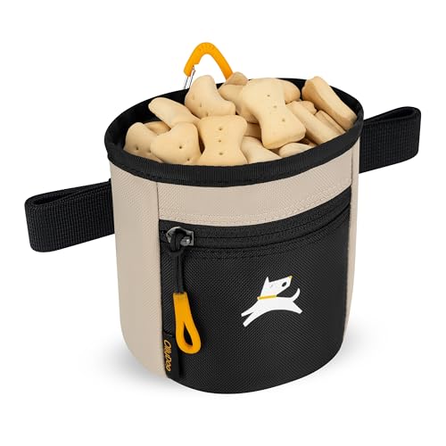 OllyDog Goodie Treat Bag, Dog Treat Pouch, Waist Belt Clip for Hands-Free Training, Magnetic Closure, Dog Training and Behavior Aids, Three Ways to Wear (Con Leche) - color: Con Leche