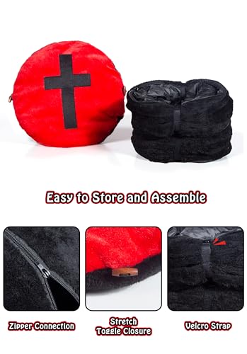 Gothic Cat Bed, Coffin Cat Tunnel House with Washable Cushion, Fits Indoor Cats up to 25 lbs, Cute Peekaboo Cave Pet Bed for Kittens, Rabbits, Halloween Goth Design, Black Red - color: Black Red
