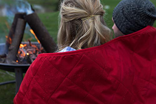 DOWN UNDER OUTDOORS Large Waterproof Windproof Extra Thick 350 GSM Quilted Fleece, or Sherpa Stadium Blanket - color: Red