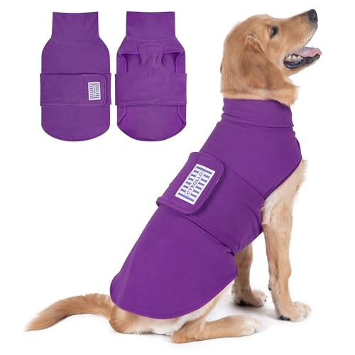 cyeollo XXL Dog Sweater, Fleece Doggy Sweaters Stretchy Turtleneck Doggie Sweatshirt Soft Warm Winter Coat Fall Autumn Pet Clothes for Large Dogs Girl, Purple 2XL - color: Purple, size: XX-Large