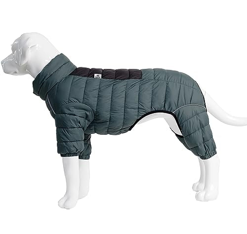 ArmyGreen Dog Warm Coat, Waterproof Windproof Reflective Vest, Zippered Adjustable Snow Jacket for Small to Large Dogs - color: Armygreen, size: M (12.5inch Back)