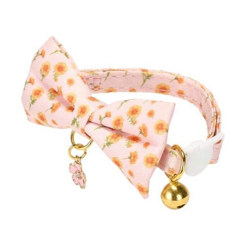 2 Pack Cat Collars, Removable Bowtie, Floral Pattern, Safety Breakaway Clasp, Adjustable for Cats.(Adult Cat,Mint Green and Lt Pink with Floral) - color: Mint Green+ Lt Pink