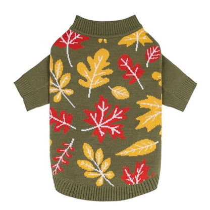 Fitwarm Maple Dog Sweater, Thermal Dog Winter Clothes for Small Dogs Boy Girl, Fall Pet Outfit, Red, Yellow, White, Olive Green, Small - color: Maple, size: Small