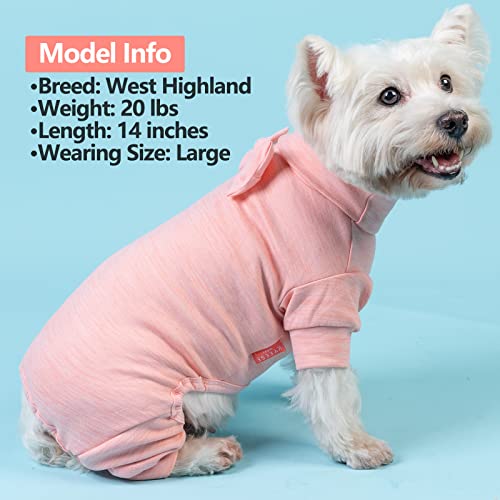 KYEESE Dog Coats Turtleneck Stretchy Pet Pjs Dog Sweater Super Soft Warm Material Dogs Pajamas with Bowtie Dog Onesie for Small Dogs Cold Weather Coat, Pink,L - color: 07# Pink, size: Large (15-22lbs)