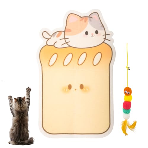 Adorable Toast-Shaped cat Scratcher with wall-Mounted Design. Includes a Caterpillar cat Toy. Made of Felt Material, This Playful Gift is Perfect for Sharpening Claws. (yeoolw Toast) - color: yeoolw toast
