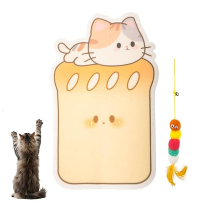 Adorable Toast-Shaped cat Scratcher with wall-Mounted Design. Includes a Caterpillar cat Toy. Made of Felt Material, This Playful Gift is Perfect for Sharpening Claws. (yeoolw Toast) - color: yeoolw toast