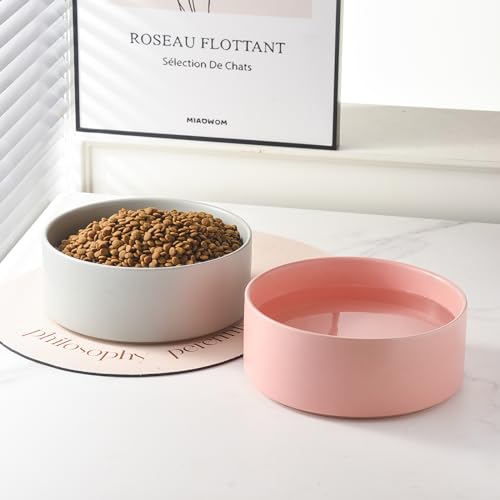 8'' Ceramic Dog Bowl - 70Oz Classic Dogs Food & Water Bowl for Medium and Large Breeds, Heavy-Duty Non-Slip Dog Dish, Food Grade Stoneware Pet Bowl, Dishwasher & Microwave Safe, Pink - color: Bowl - Pink, size: 8 inch
