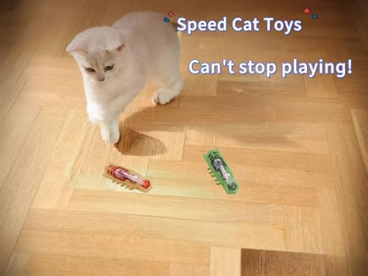 Cat Interactive Teaser Toys 2PCS Electric Moving Beetle Mini Electric Robot Beetle Electric Funny Interactive Toy Heal Loneliness for Cat Kitten Replaceable Battery (Green+Orange) - color: Green+orange
