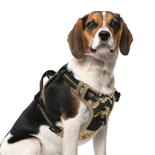 PUPTECK No Pull Tactical Dog Harness Medium Sized, Adjustable Reflective Dog Harness with Handle Easy Control, Comfortable Soft Padded Pet Vest Harness for Medium Dogs, Camouflage M - color: Camouflage, size: Medium