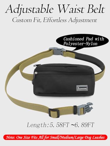 Hands Free Dog Leash with Zipper Pouch & Waist Belt – Reflective Durable Bungee Leash with Dual Padded Handles for Walking, Jogging & Running, Fits Small to Large Dogs (Yellow) - color: Yellow