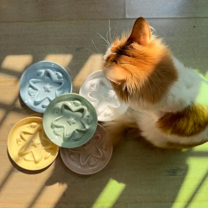 Cat Slow Feeder Bowl – Whisker Friendly Melamine Puzzle Feeding Bowl for Slow Eating – Wet & Dry Food – Dishwasher Safe, Lightweight, Non-Slip (Buttercream, 6.3'') - color: Buttercream, size: 1 Count (Pack of 1)