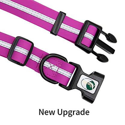 NIMBLE Dog Collar Waterproof Pet Collars Anti-Odor Durable Adjustable Polyester Soft with Reflective Cloth Stripe Basic Dog Collars S/M/L Sizes (Medium (11.81”-18.5”inches), Rose Purple) - color: rose purple, size: Medium (11.81”-18.5”inches)