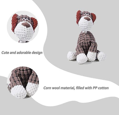 Upgraded Indestructible Dog Plush Toy - Squeaky Chew Pet Supplies for Aggressive Chewers & Teething Brown - color: Brown, size: Small