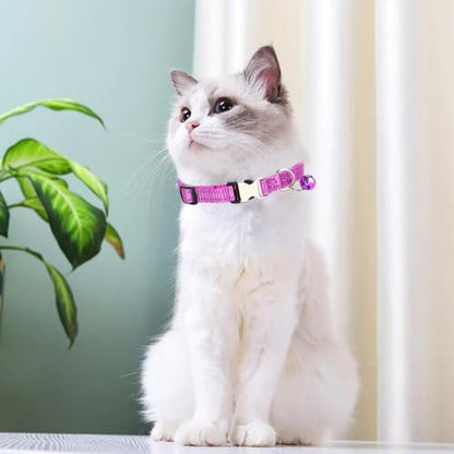 Light Purple Kitten Collar with Bell, Reflective Nylon XS Cat Collars Soft Puppy Collar Adjustable Buckle for XSmall Small Dogs Puppies Female Tiny Pets Boy Girl Kitten Yorkie X-Small - color: Purple