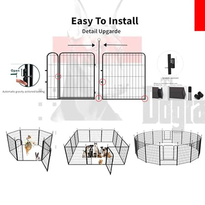 Puppy Playpen, IGOOUO 24'' Portable Dog Playpen with Easy-Carry Straps,4 Panels Dog Pen Play Pen for Small Dogs,Rustproof Pet Playpen for Camping RV Yard(with One Door) - size: 24'' High