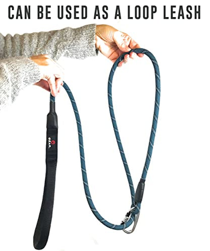 Heavy Duty Dog Leash with 1100LB Rated Locking Carabiner – 6FT Climbing-Inspired Reflective Rope Leash for Large & Medium Dogs that Pull – Padded Handle (Blaze Orange) - color: Blaze Orange