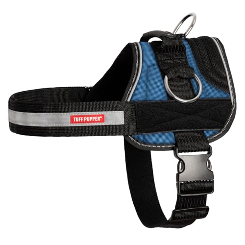 Tuff Pupper Fast Fit Harness for Extra Small Dogs | No Pull No Choke, Escape-Proof | Rugged Padded Breathable Vest | Traffic Control Handle | 3 Leash Clips | Reflective Trim | Easy On Off (XS, Blue) - color: Midnight Blue, size: X-Small (Chest 16.5-20 Inc