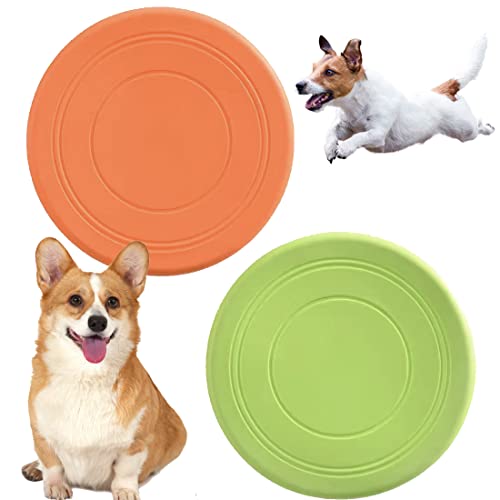 coldchill 7 Inch Dog Flying Disc, Puppy Flyer Toy React Faster Training Interactive Toys for Small Medium Dog, Lightweight Durable and Water Resistant Floating Saucer (Green+Orange) - color: Green+Orange