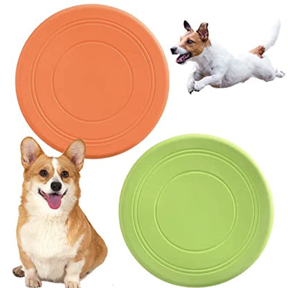 coldchill 7 Inch Dog Flying Disc, Puppy Flyer Toy React Faster Training Interactive Toys for Small Medium Dog, Lightweight Durable and Water Resistant Floating Saucer (Green+Orange) - color: Green+Orange