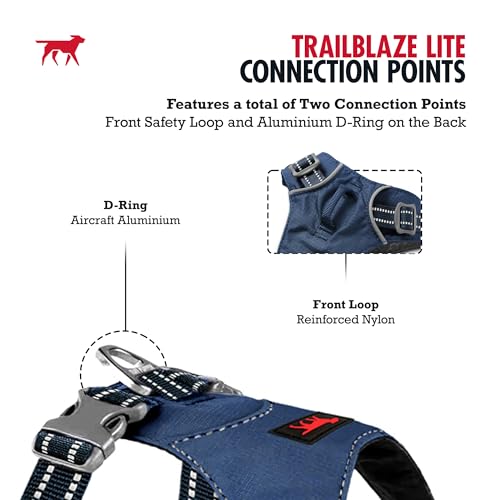 Tuff Pupper All-Day Wear Dog Harness | for Walking, Trail Running, Hiking | Front & Back Leash Clips | Reflective Trim | Easy On/Off Buckles | Lightweight Breathable | No Pull Design (XS, Blue) - color: Twilight Blue, size: X-Small