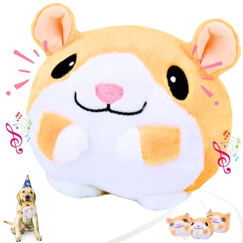 Interactive Dog Toys for Boredom 6.5 in - Rechargeable Moving Dog Chew Crab Toy for Small Medium Large Dogs to Keep Them Busy Hamster Jumping Squeaky Puppy Toy with Recording and Music, Gift
