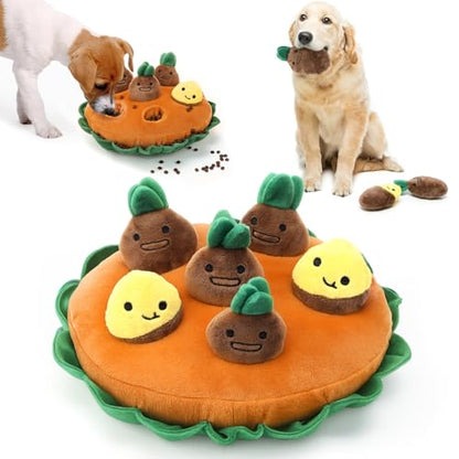 Skylety 7 Pcs Interactive Dog Toys Set, Snuffle Mat for Dogs, Treat Hiding Puzzle and Squeaky Plush, Sweet Potato Dog Toys for Small Medium Dogs, Training and Boredom Relief Plaything - style: Sweet Potato