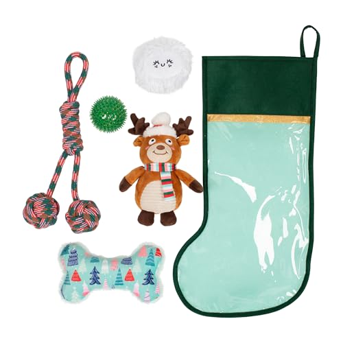 Fringe Studio Pet Toy, Happy Pawlidays Dog Toy Stocking 6 Piece Set, PetShop Collection (630020) - color: Pawlidays