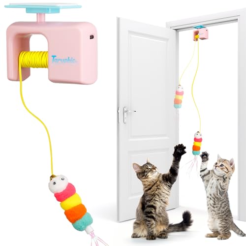 Interactive Cat Toy for Indoor Cat, Automatic Door Hanging Cat Toy with Detachable Design, Kitten Toys for Indoor Cats Self Play, 3.27 * 1.69 * 2.76Inch (Pink) - color: Pink
