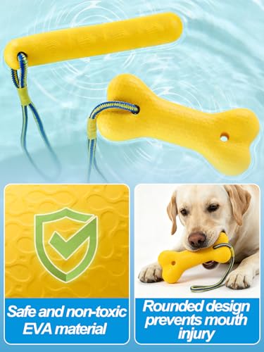MEWTOGO 2 Pack Interactive Dog Pool Toys - Water Floating Toys for Medium Large Dogs, Fetch Training Bumpers for Lake Beach Pet Enjoyment