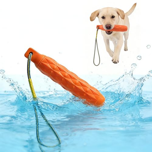 KOOLTAIL Floating Dog Toys, Interactive Water Pool Fetching Toy with Durable Rope, 11.4'' EVA Bright Bumper Dog Chew Toys for Medium Large Dogs, Summer OutdoorTraining Teething, Orange - color: orange