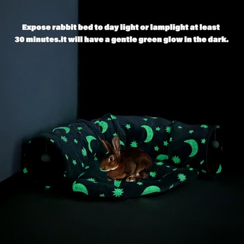 BWOGUE Bunny Tunnel Bed, 2-in-1 Collapsible Tunnel Tubes Toys with Removable Mat Hideout for Cats Kittens Rabbits Guinea Pigs Kitty - color: Grey