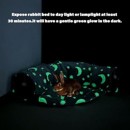 BWOGUE Bunny Tunnel Bed, 2-in-1 Collapsible Tunnel Tubes Toys with Removable Mat Hideout for Cats Kittens Rabbits Guinea Pigs Kitty - color: Grey