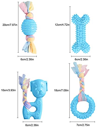 Dog Chew Toys, 7pcs Dog Puppies Teething Chewing Toy Set with Ball and Colorful Ropes, Interactive Pet Toys for Small and Medium Dogs (Blue) - color: Blue