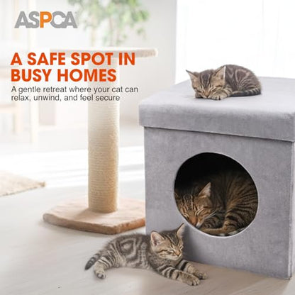 ASPCA-Indoor Cat Condo for Small Cats | Cozy Cat House for Indoor Cats & Kittens | Washable & Foldable | Compact Cat Houses & Condos for Play, Rest & Privacy | Easy to Assemble |12.5" x1.3.4"