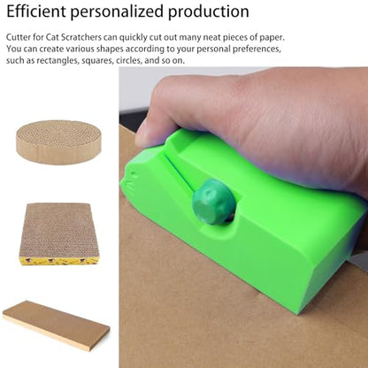 Cardboard Cutter for Cat Scratchers with 10pcs Blade,3D Printed Card Board Cutter Kids DIY Cat Scratchers Cardboard Strip Tool Machine for Cat Lovers (Green) - color: Green