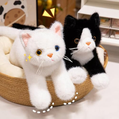 PEACH CAT Cat Stuffed Animal 12" Realistic Kitten Plushies Soft Plush Toys Gifts for Kids White - style: 12" White Cat
