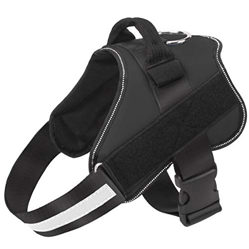 Dog Harness, No-Pull Reflective Dog Vest, Breathable Adjustable Pet Harness with Handle for Outdoor Walking - No More Pulling, Tugging or Choking (Black, XS) - color: Black, size: X-Small (Pack of 1)